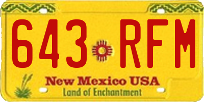 NM license plate 643RFM