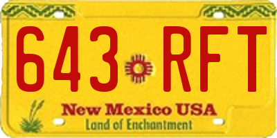 NM license plate 643RFT