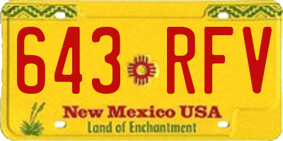 NM license plate 643RFV
