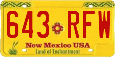 NM license plate 643RFW