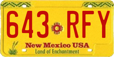 NM license plate 643RFY