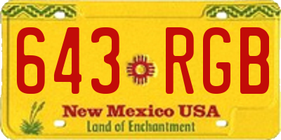 NM license plate 643RGB
