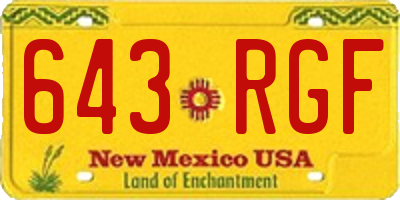 NM license plate 643RGF