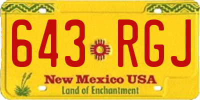 NM license plate 643RGJ