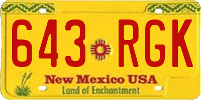 NM license plate 643RGK