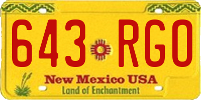 NM license plate 643RGO