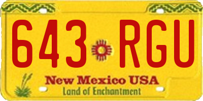 NM license plate 643RGU