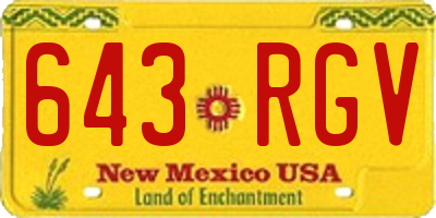 NM license plate 643RGV