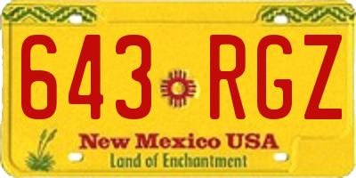 NM license plate 643RGZ