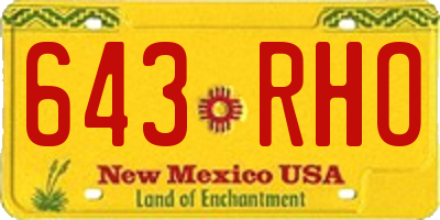 NM license plate 643RHO