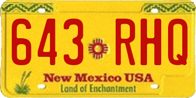 NM license plate 643RHQ