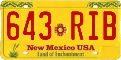 NM license plate 643RIB