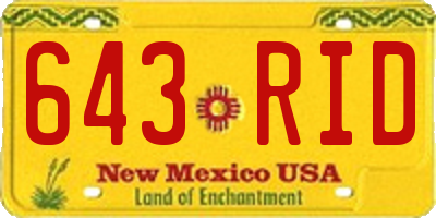 NM license plate 643RID