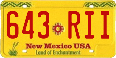 NM license plate 643RII