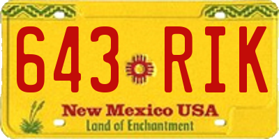 NM license plate 643RIK
