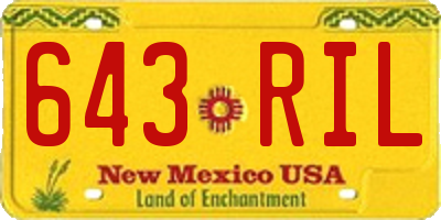 NM license plate 643RIL