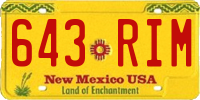 NM license plate 643RIM