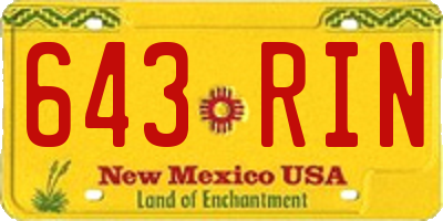 NM license plate 643RIN