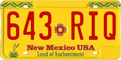 NM license plate 643RIQ