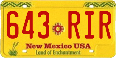 NM license plate 643RIR