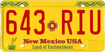 NM license plate 643RIU
