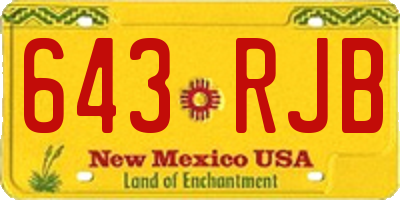 NM license plate 643RJB