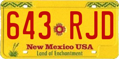 NM license plate 643RJD
