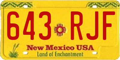 NM license plate 643RJF