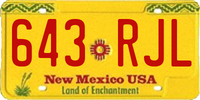 NM license plate 643RJL
