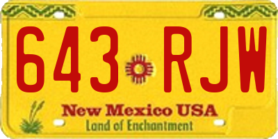 NM license plate 643RJW