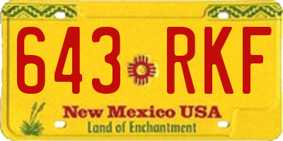 NM license plate 643RKF