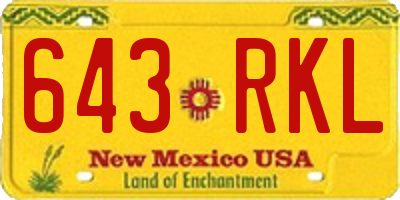NM license plate 643RKL