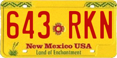 NM license plate 643RKN