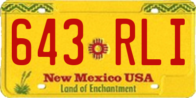 NM license plate 643RLI