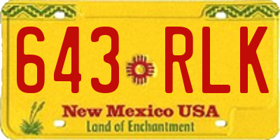 NM license plate 643RLK