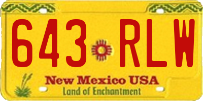 NM license plate 643RLW