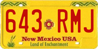 NM license plate 643RMJ