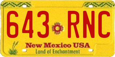 NM license plate 643RNC