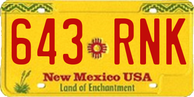 NM license plate 643RNK