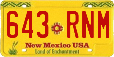 NM license plate 643RNM