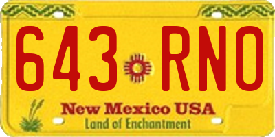 NM license plate 643RNO