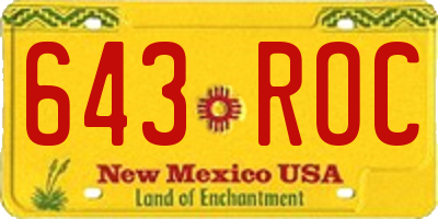 NM license plate 643ROC