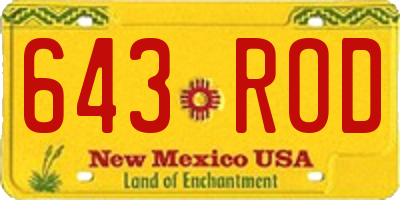 NM license plate 643ROD
