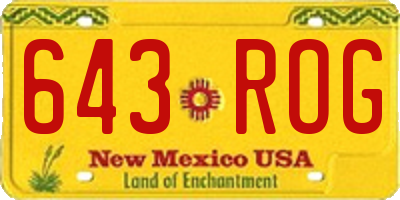 NM license plate 643ROG