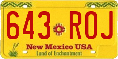 NM license plate 643ROJ