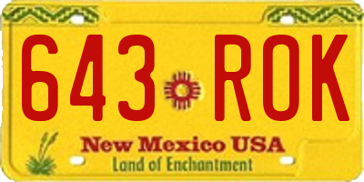 NM license plate 643ROK