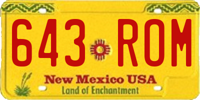 NM license plate 643ROM