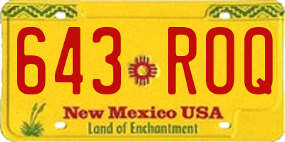 NM license plate 643ROQ