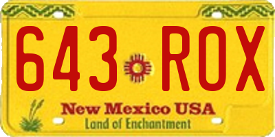 NM license plate 643ROX