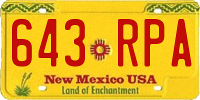 NM license plate 643RPA